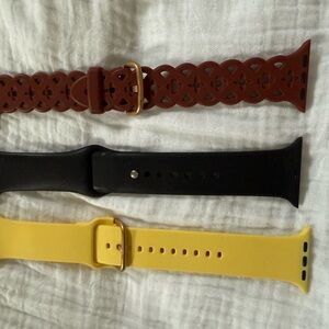 Set of Three Watch Bands in Brown, Black, and Yellow